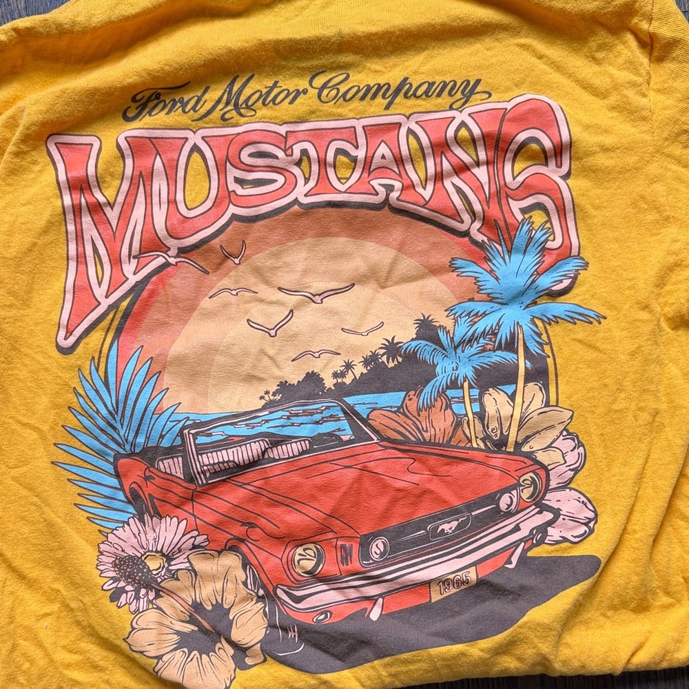 Ford Yellow Mustang Graphic Womans  Long Sleeve Shirt - Picture 2 of 5